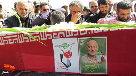 کلیپ| تشییع شهید «حسین احمدی» در همدان