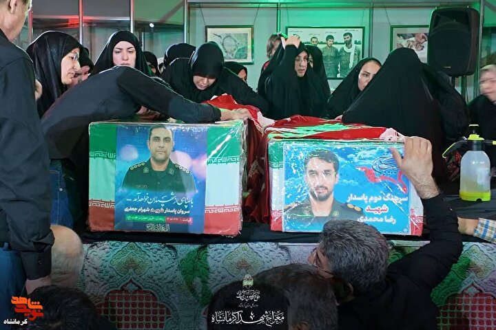 فیلم| آیین وداع با پیکر مطهر دو شهید در ستاد معراج شهدای کرمانشاه