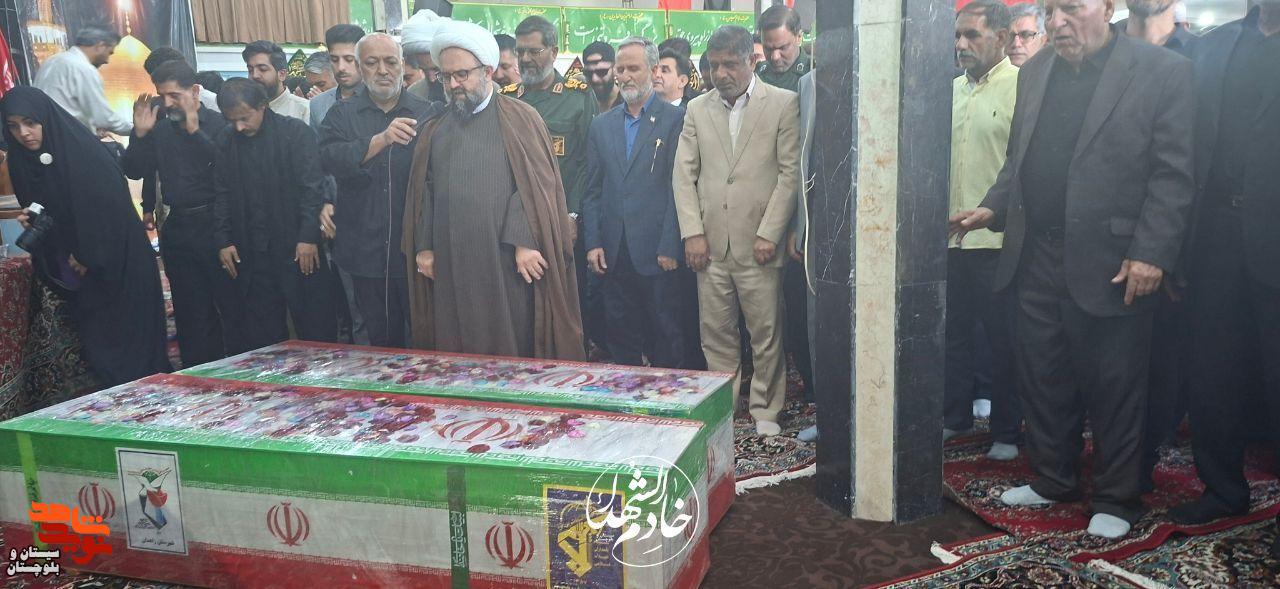 مراسم وداع و تشییع پیکر مطهر دو شهید مدافع امنیت در زاهدان برگزار شد